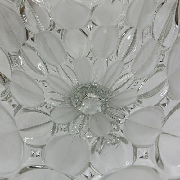 Vintage Clear/Frosted Flower Petal Fruit Bowl Basket with Foot Pedestal 13"x7" - Picture 5 of 13